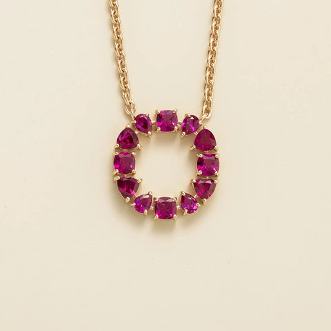 Ruby Necklace Juvetti Jewellery London Glorie Rose Gold Necklace Set With Ruby