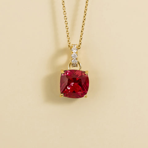 Ruby Necklace Juvetti Jewellery London Oreol Pendant Necklace In Ruby and Diamond Set In Gold