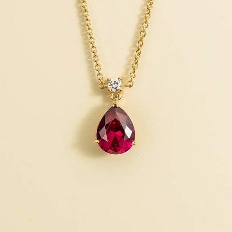 Ruby Necklace Juvetti Jewellery London Ori Medium Pendant Necklace In Ruby and Diamond Set In Gold