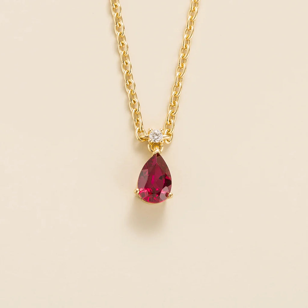 Ori Small Pendant Necklace In Ruby Diamond Set In Gold Juvetti