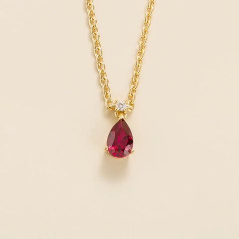 Ruby Necklace Juvetti Jewellery London Ori Small Pendant Necklace In Ruby and Diamond Set In Gold