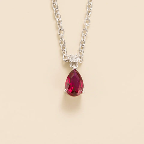 Ruby Necklace Juvetti Jewellery London Ori Small Pendant Necklace In Ruby and Diamond Set In White Gold