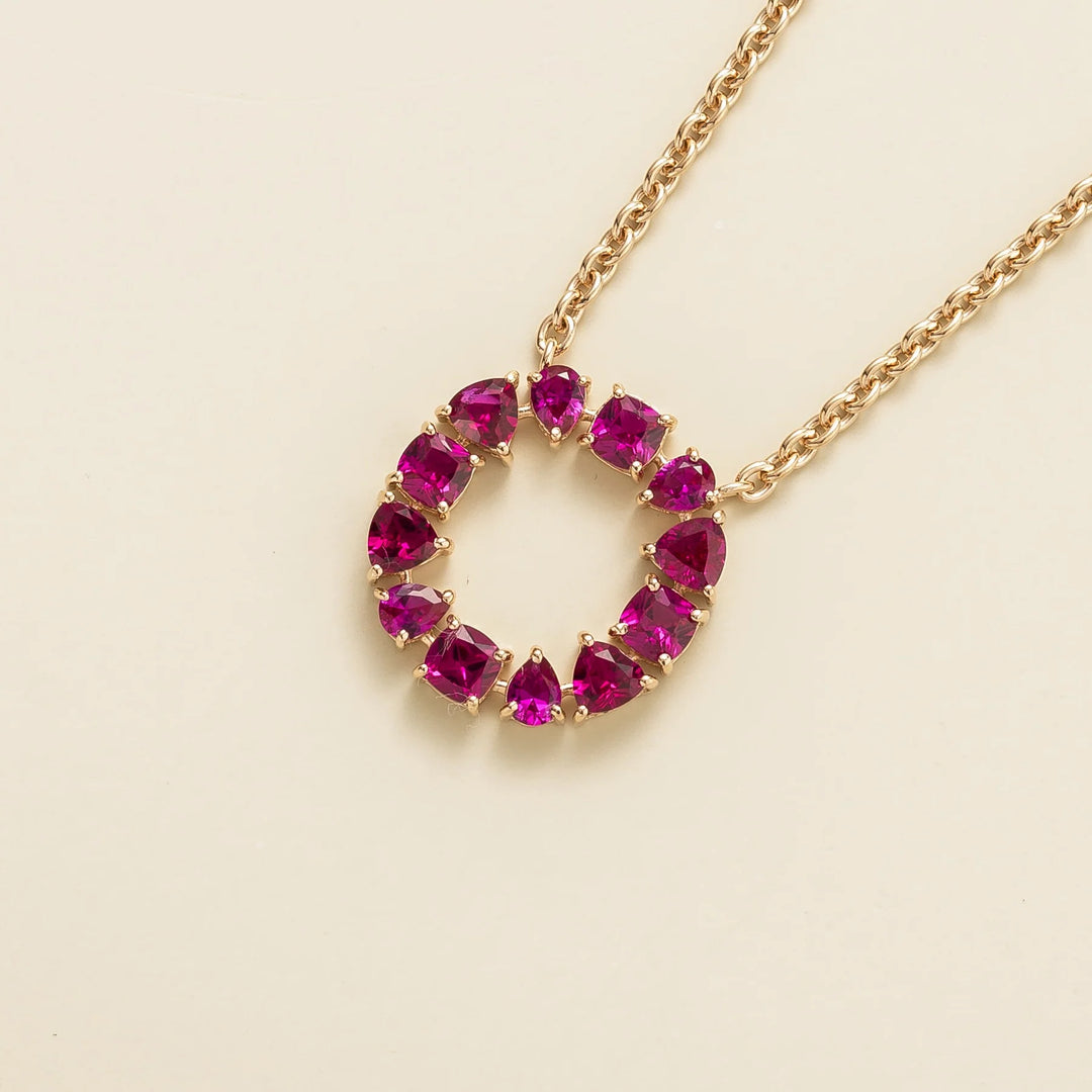 Ruby Necklace Juvetti Jewellery London UK Glorie Rose Gold Necklace Set With Ruby