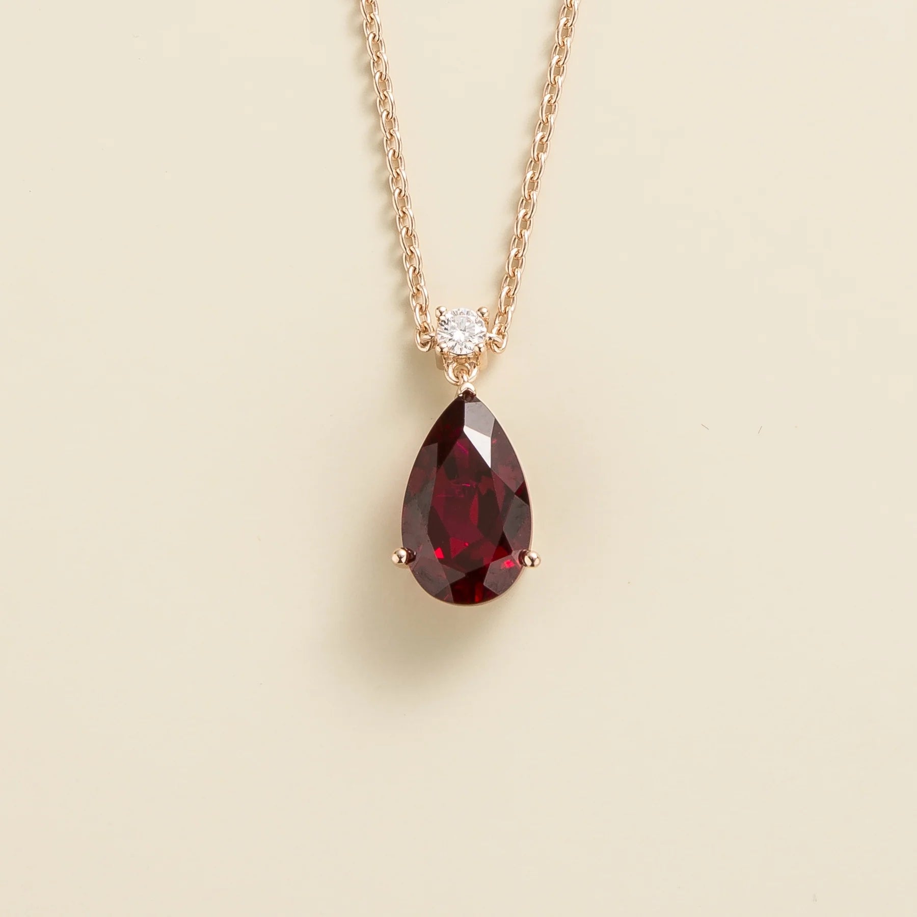 Ruby Necklace Juvetti Jewellery London UK Ori Large Pendant Necklace In Ruby and Diamond Set In Rose Gold