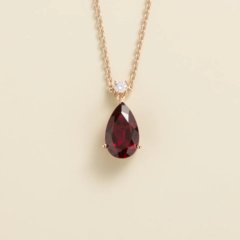 Ruby Necklace Juvetti Jewellery London Ori Large Pendant Necklace In Ruby and Diamond Set In Rose Gold