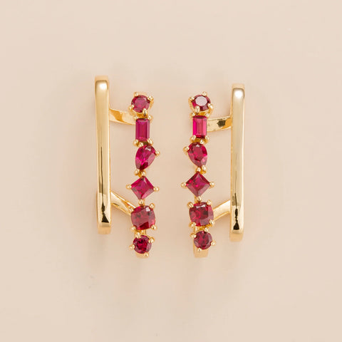 Emerald Earrings Juvetti Jewellery London Serene Gold Earrings Set With Ruby