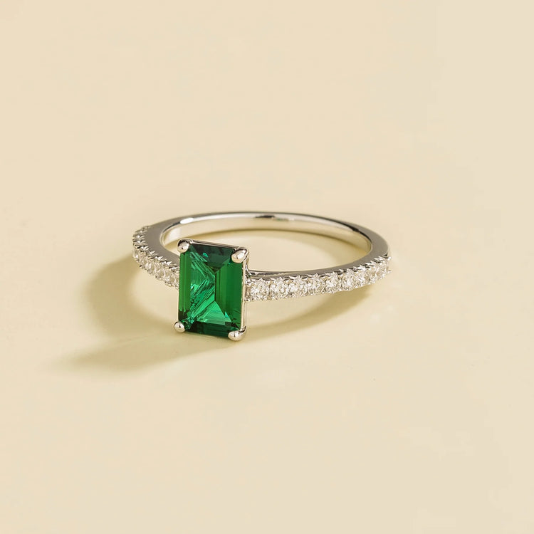 Thamani White Gold Ring With Emerald and Diamond By Juvetti Online Jewellery London UK