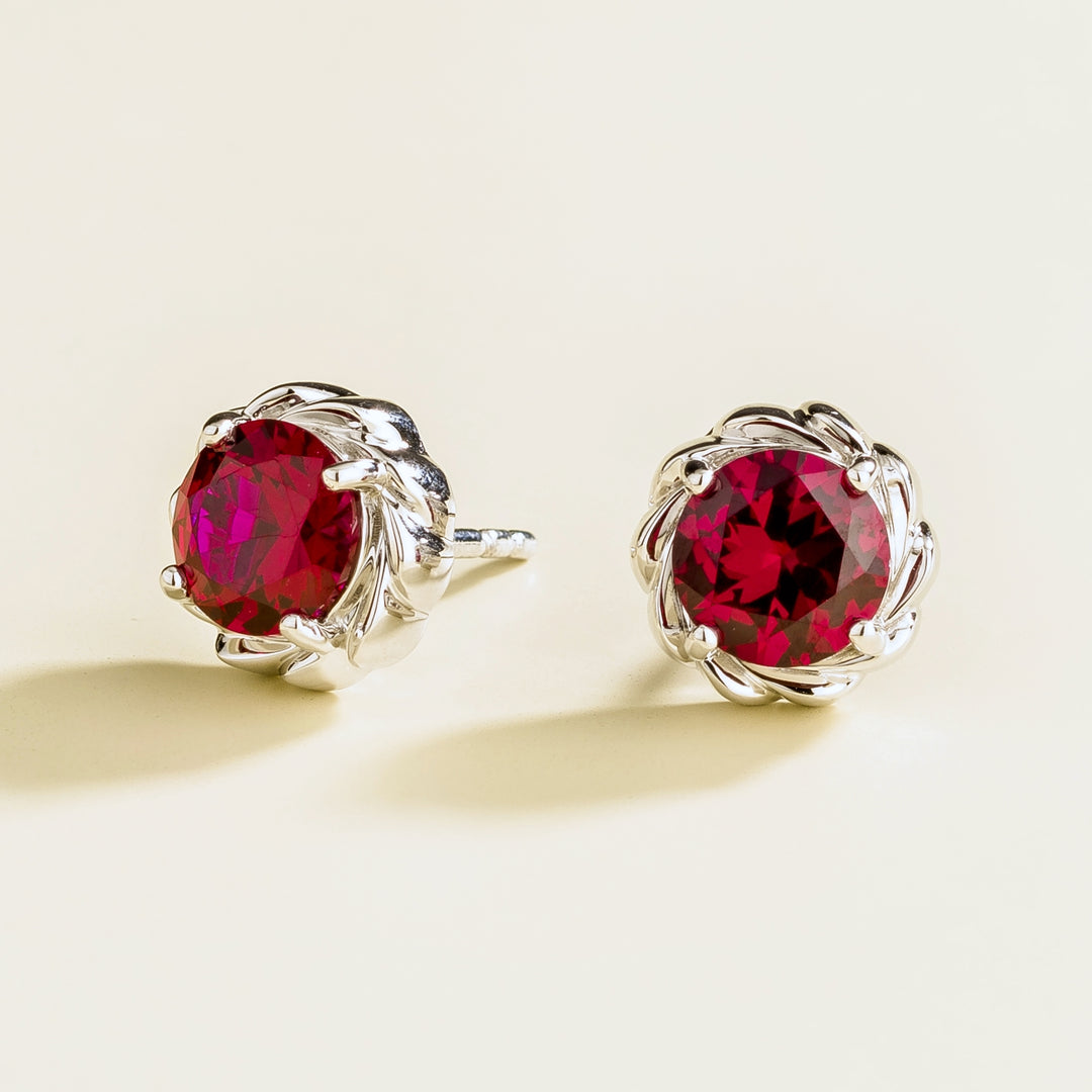 Tonn White Gold Earrings Set With Ruby Bespoke Jewellery London