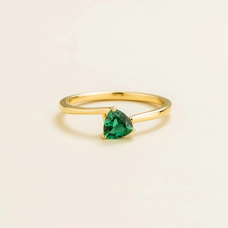 Trillion Gold Ring Set With Emerald By Juvetti Online Jewellery London UK