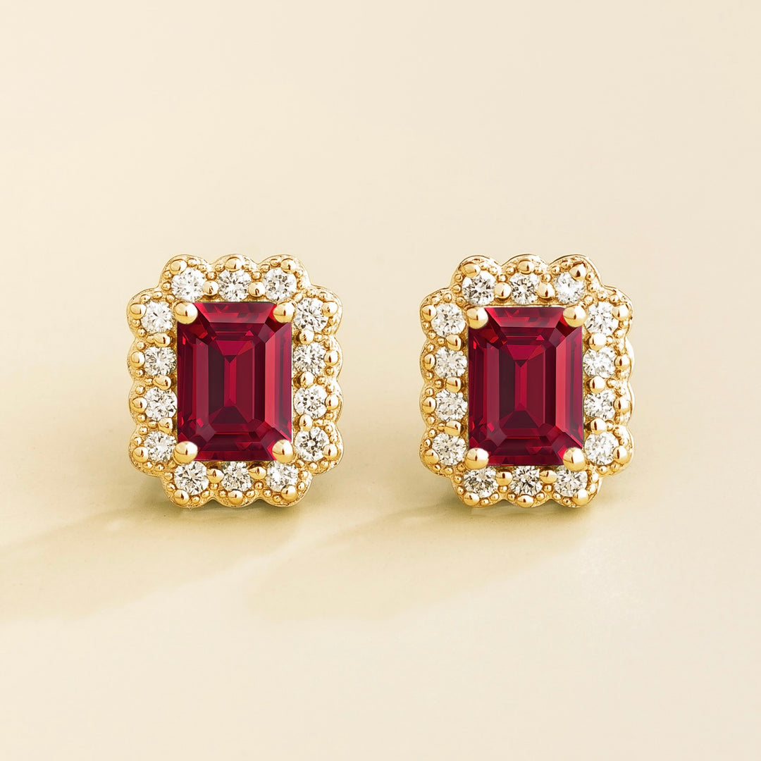 Verda Gold Earrings Ruby and Diamond Ruby Earrings London Jewellery