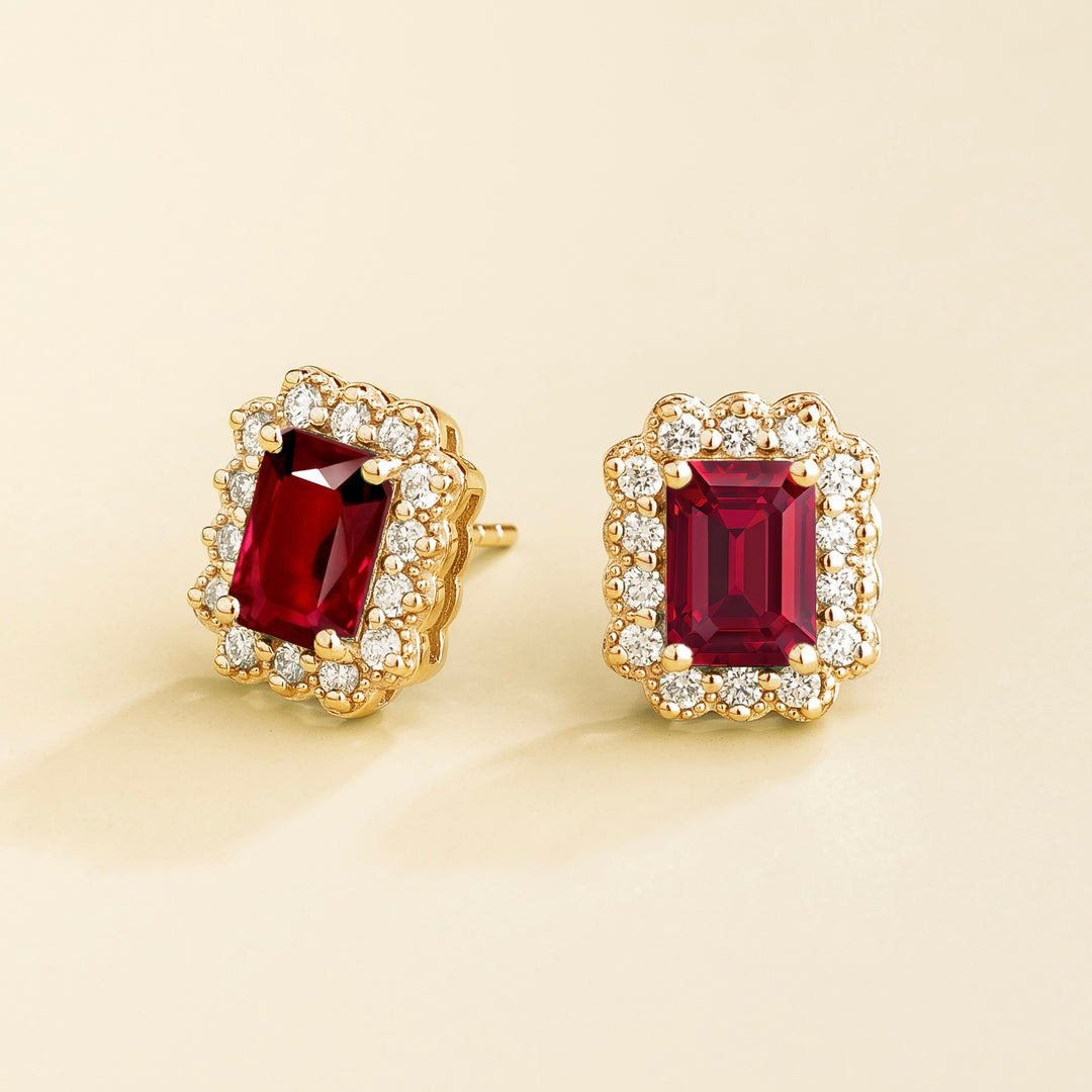 Verda Gold Earrings Ruby and Diamond Ruby Earrings London UK