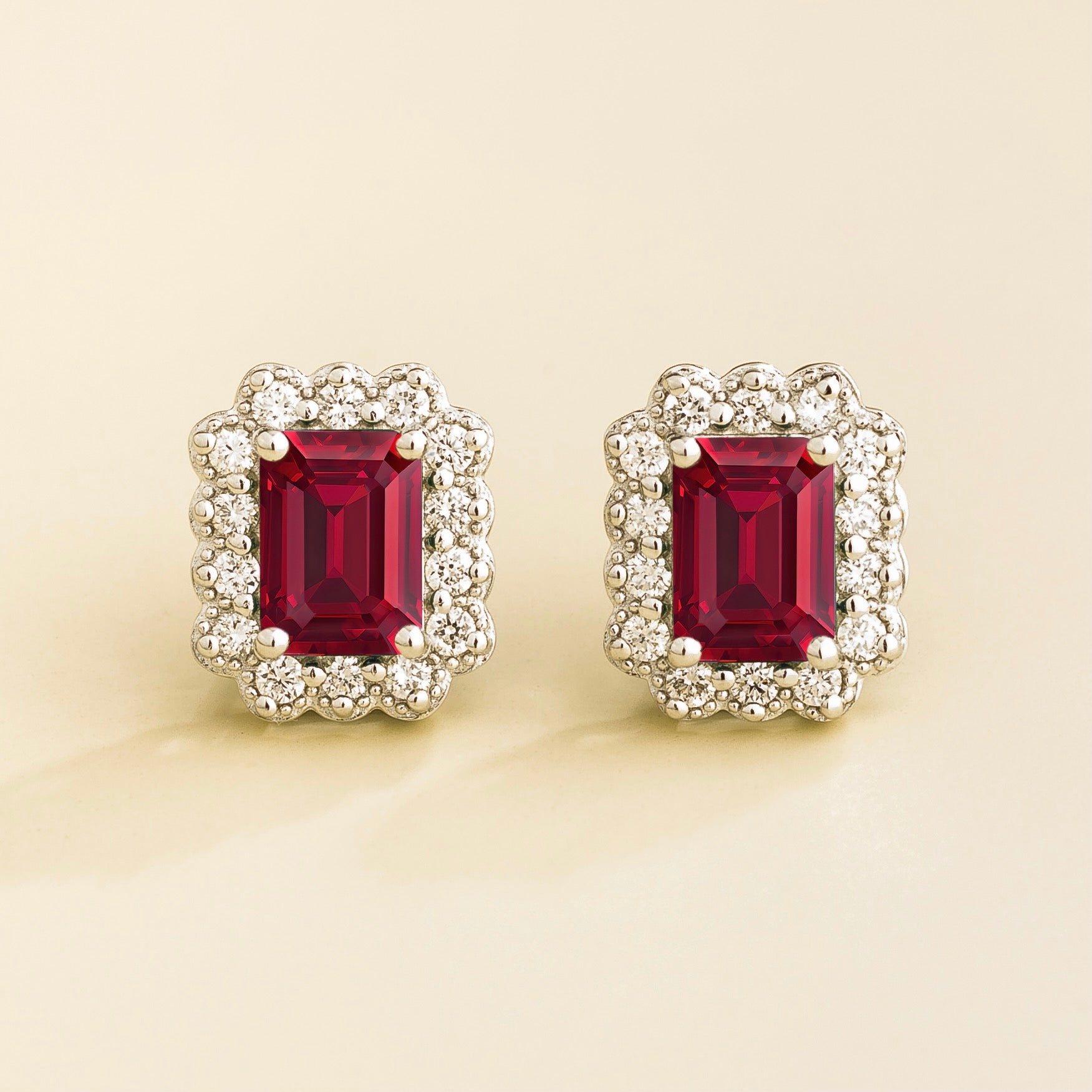 Verda White Gold Earrings Ruby and Diamond Ruby earrings buy online london