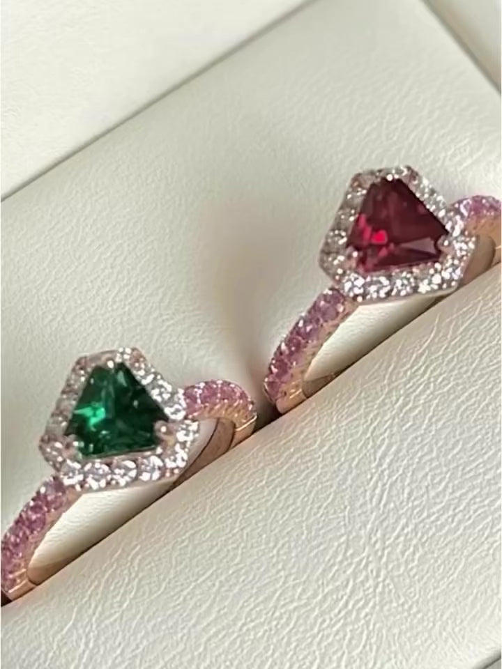 Diana Rose Gold Ring In Ruby, Diamond & Pink Sapphire