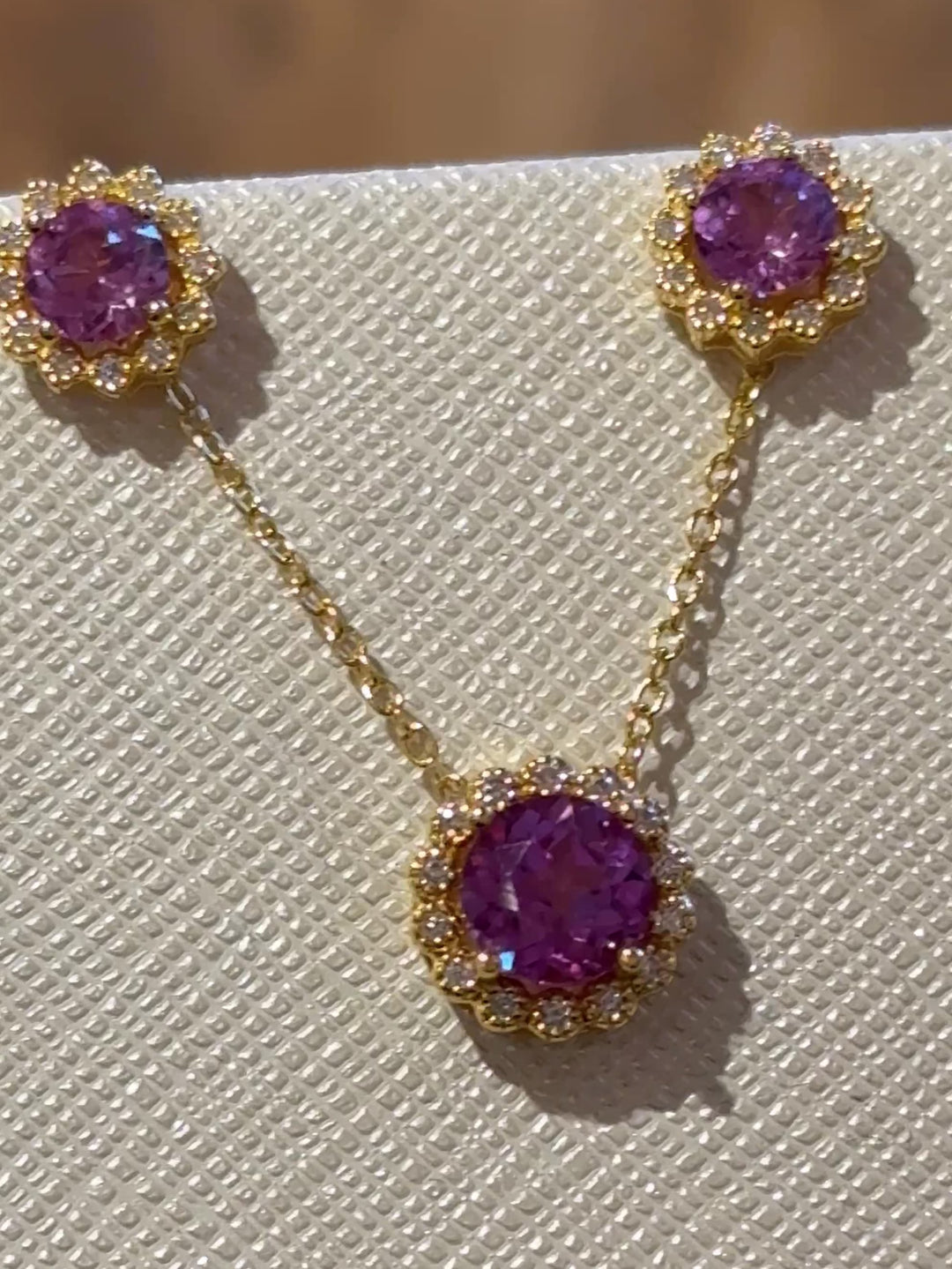 Solen Gold Earrings Set With Purple Sapphire & Diamond