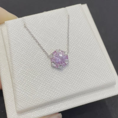 Melba white gold necklace set with Pink sapphire and Diamond Best London Jewellery Store