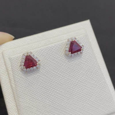Diana Rose Gold Earrings Ruby and Diamond Juvetti Jewelry London