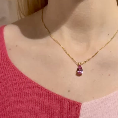 Ori Large Pendant Necklace In Ruby & Diamond Set In Rose Gold