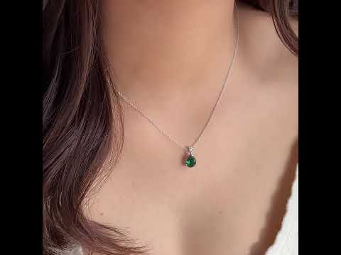 Ori Medium Pendant Necklace In Emerald & Diamond Set In White Gold