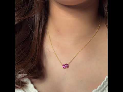 Buchon gold necklace set with Pink sapphire