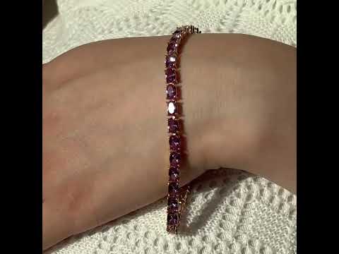 Salto Gold Tennis Bracelet set with Purple sapphire