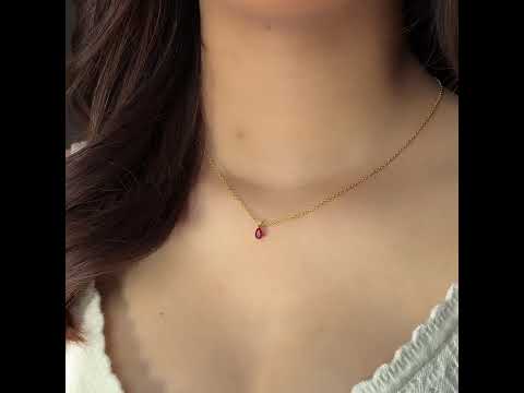 Ori Small Pendant Necklace In Ruby & Diamond Set In Gold