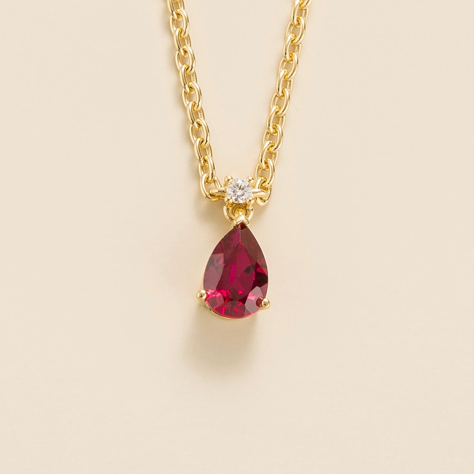 Heart Shaped Ruby Necklace in Rose Gold | KLENOTA